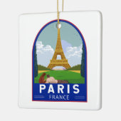 Paris France Retro Travel Art  Keramisch Ornament (Links)