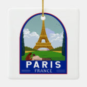 Paris France Retro Travel Art  Keramisch Ornament (Achterkant)