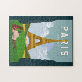 Paris France Retro Travel Art  Legpuzzel (Horizontaal)