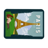 Paris France Retro Travel Art Magneet (Horizontaal)