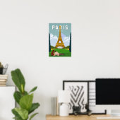 Paris France Retro Travel Art Poster (Thuiskantoor)