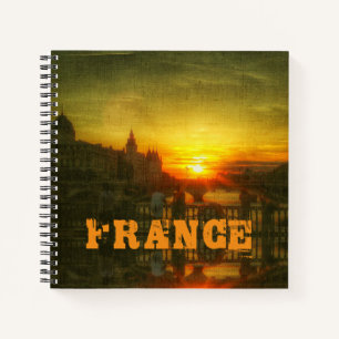Paris France Seine River Sunset Architecture Notitieboek