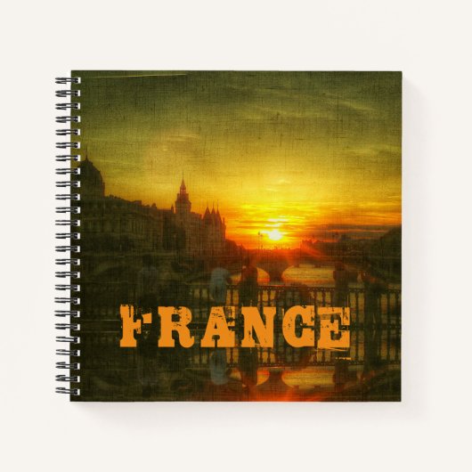 Paris France Seine River Sunset Architecture Notitieboek (Voorkant)