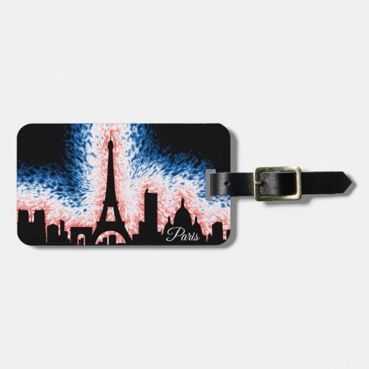 Paris France Silhouette Bagagelabel (Voorkant horizontaal)