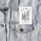 Paris France –  Sketch with Eiffel Tower & Café Button (Insitu)