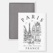 Paris France –  Sketch with Eiffel Tower & Café Magneet (Voorkant / Achterkant)