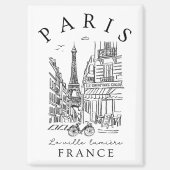 Paris France –  Sketch with Eiffel Tower & Café Magneet (Voorkant)