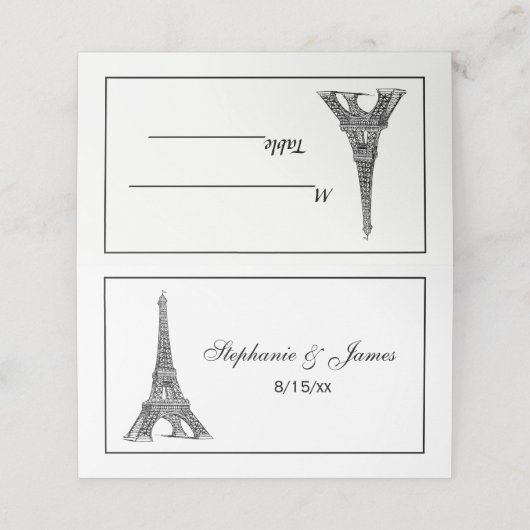 Paris France Skyline #2 BW Framed Escort Cards Plaatskaartje (Buitenkant ongevouwen)