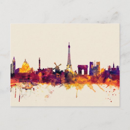 Paris France Skyline Briefkaart (Voorkant)