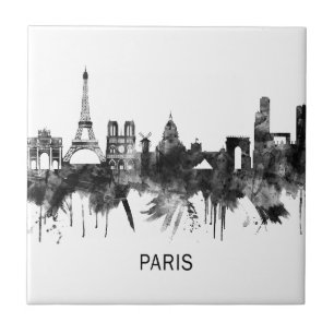 Paris France Skyline BW Tegeltje