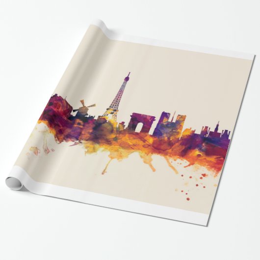 Paris France Skyline Cadeaupapier (Uitgerold)