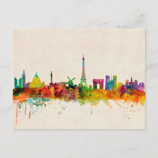 Paris France Skyline Cityscape Briefkaart (Voorkant)
