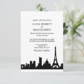 Paris France Skyline Cityscape Wedding Invitation Kaart (Staand voorkant)