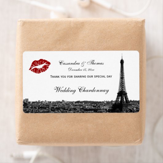Paris France Skyline Kiss #1 BW H Wijnlabel TY Etiket (Insitu)