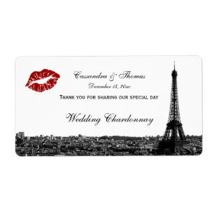 Paris France Skyline Kiss #1 BW H Wijnlabel TY Etiket