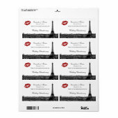 Paris France Skyline Kiss #1 BW H Wijnlabel TY Etiket (Full Sheet)