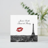 Paris France Skyline Kiss #1 BW Sweet 16 Kaart (Staand voorkant)