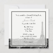 Paris France Skyline Kiss #1 BW Sweet 16 Kaart (Achterkant)