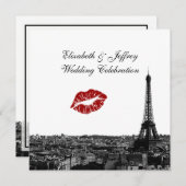 Paris France Skyline Kiss #1 BW Wedding Kaart (Voorkant / Achterkant)
