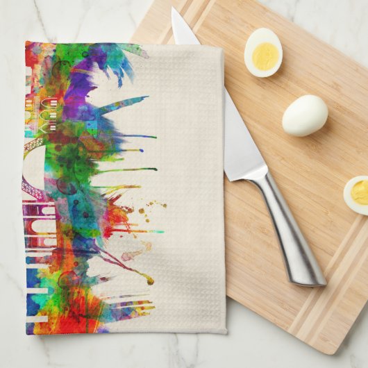 Paris France Skyline Theedoek (Quarter Fold)