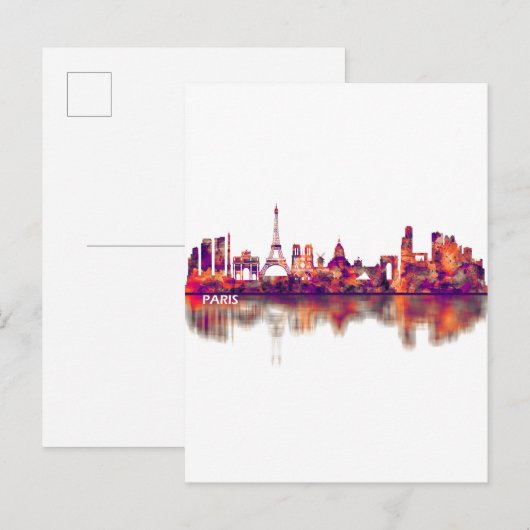 Paris France Skyline Uitnodiging Briefkaart (Voorkant / Achterkant)