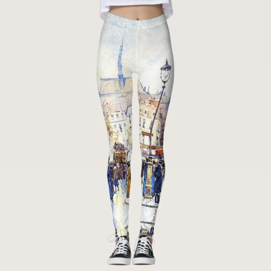 Paris France Street Scene All Over Print Leggings (Voorkant)