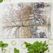 Paris France Street Scene Flowers Kitchen Towel Theedoek (Gevouwen)