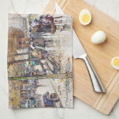 Paris France Street Scene Flowers Kitchen Towel Theedoek (Quarter Fold)
