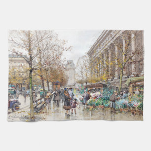 Paris France Street Scene Flowers Kitchen Towel Theedoek