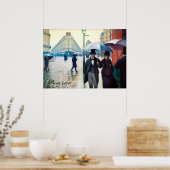 Paris France Street Scene Rainy Day Poster (Keuken)