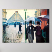 Paris France Street Scene Rainy Day Poster (Voorkant)