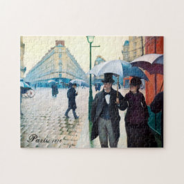 Paris France Street Scene Rainy Day Poster Puzzle Legpuzzel