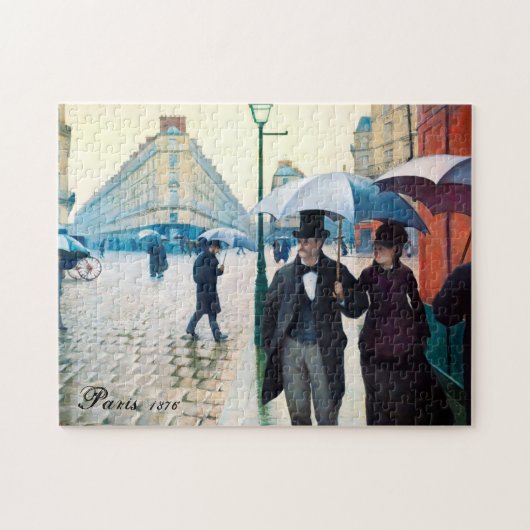 Paris France Street Scene Rainy Day Poster Puzzle Legpuzzel (Horizontaal)
