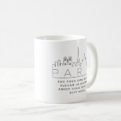 Paris France Stylized Skyline | Aangepaste slogan  Koffiemok (Voorkant rechts)