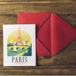 Paris France Vintage Travel Briefkaart