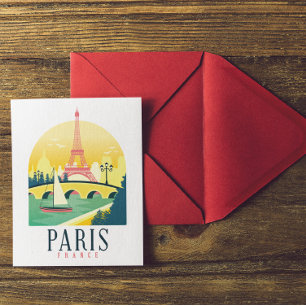 Paris France Vintage Travel Briefkaart