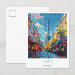 Paris France Vintage Travel Briefkaart