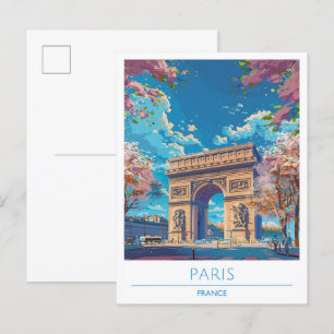 Paris France Vintage Travel Briefkaart