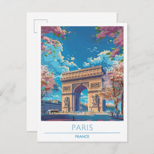 Paris France Vintage Travel Briefkaart (Voorkant / Achterkant)