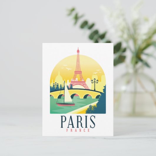 Paris France Vintage Travel Briefkaart (Staand voorkant)