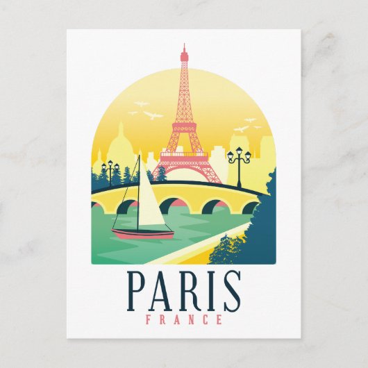 Paris France Vintage Travel Briefkaart (Voorkant)
