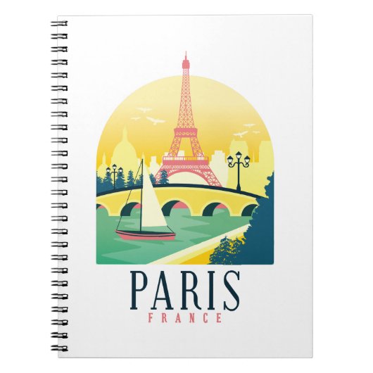 Paris France Vintage Travel Notitieboek (Voorkant)