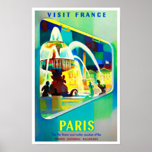 Paris France vintage travel Poster