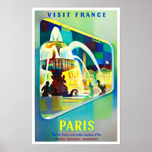 Paris France vintage travel Poster (Voorkant)