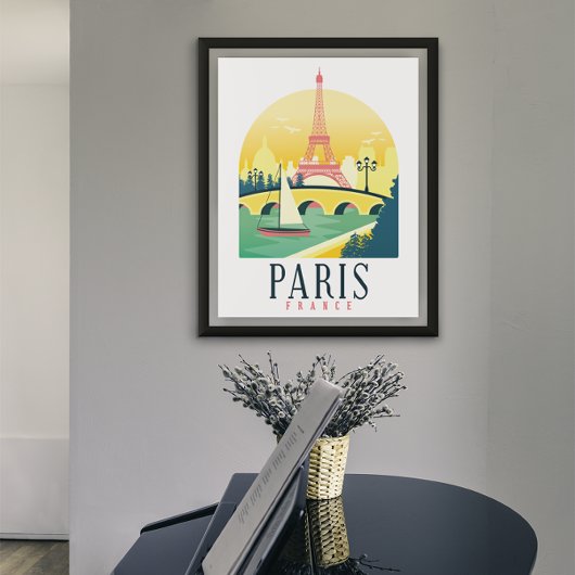 Paris France Vintage Travel    Poster