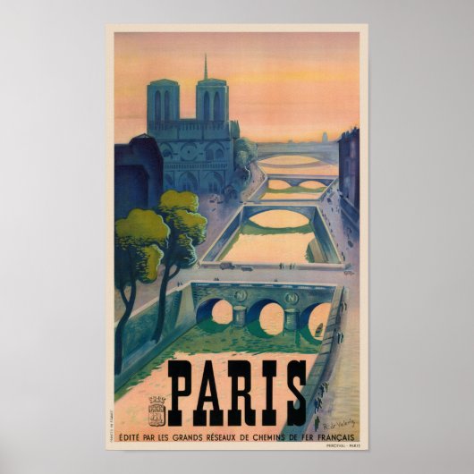 Paris France Vintage Travel Poster 1937 (Voorkant)