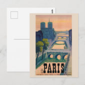 Paris France Vintage Travel Poster 1937 Briefkaart (Voorkant / Achterkant)