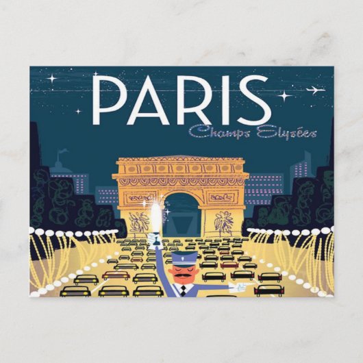 Paris France Vintage Travel retro Tourism vakantie Briefkaart (Voorkant)