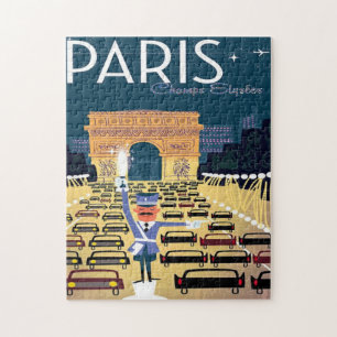 Paris France Vintage Travel retro Tourism vakantie Legpuzzel