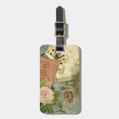 Paris Frankrijk Antiek kunstwerk Collage Eiffel Fr Bagagelabel (Voorkant verticaal)